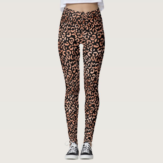 Monogram Chic Leopard Animal Print Leggings (Vorderseite)