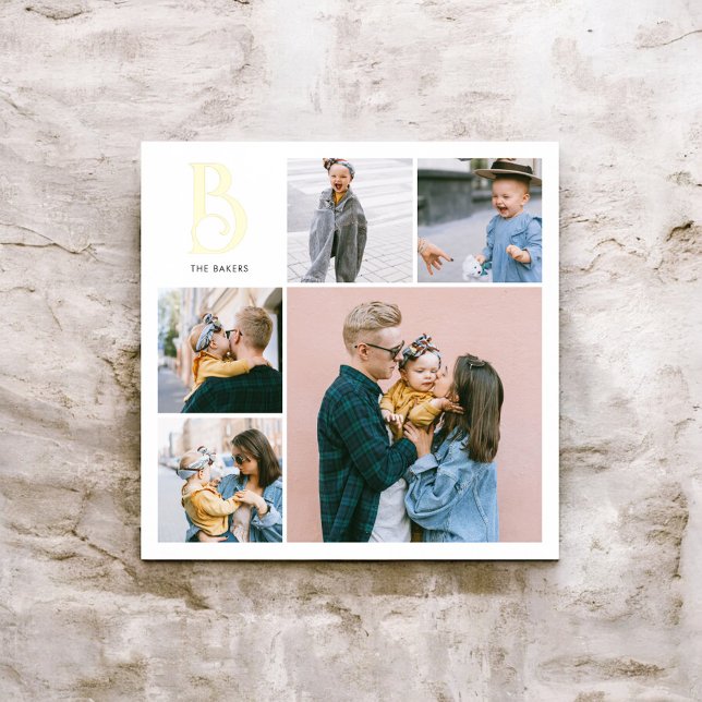 Monogram Chic Multi Foto White Foliendrucke (Von Creator hochgeladen)