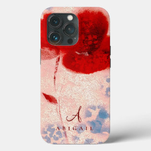 Monogram Chic Rose Gold und Burgund Floral Case-Mate iPhone Hülle