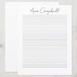 Monogram Chic Script Name Stationery Paper