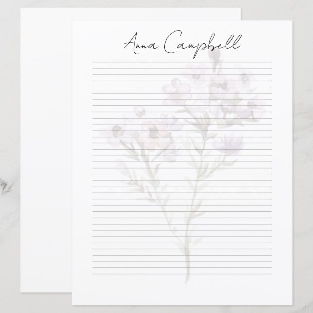 Monogram Chic Script Name Stationery Paper (Vorne/Hinten)