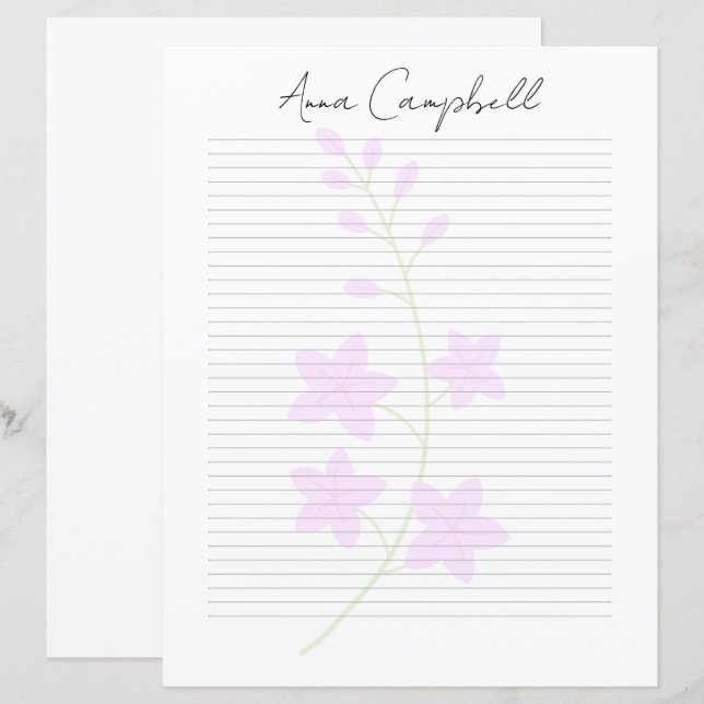 Monogram Chic Script Name Stationery Paper (Vorne/Hinten)