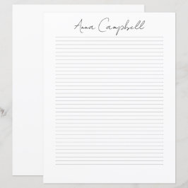 Monogram Chic Script Name Stationery Paper