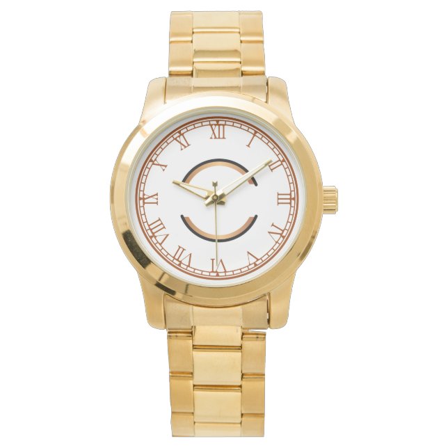 Monogram Chic Unisex Oversibles Gold Armbanduhr (Vorderseite)