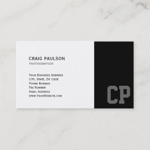 Monogram Chic White Black Business Card Visitenkarte