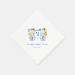 Monogram Chinoiserie Herbstdusche Blume Babydusche Serviette