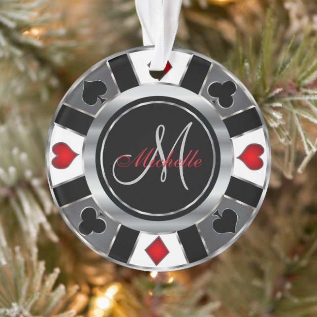 Monogram Chip des Casino Pokers - Silver Ornament (Baum)