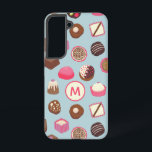 Monogram Chocolate Candy Confectionery Samsung Galaxy Hülle<br><div class="desc">Köstliche Schokolade- und Süßigkeiten-Muster auf einer Ente-Ei-Hintergrund voll von süßen Leckereien und Versuchungen! Ändern Sie das Monogramm initial,  um es anzupassen.</div>