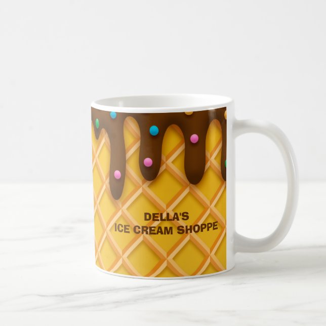 Monogram Chocolate Tropfen Waffle Sprinkle Ice Cre Kaffeetasse (Rechts)