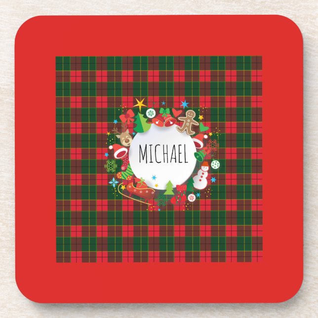 Monogram Christmas & Happy New Year Scotland Decor Getränkeuntersetzer (Vorderseite)