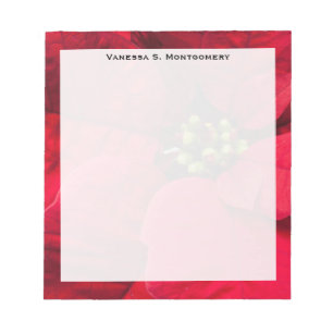 Monogram Christmas Holiday Red Poinsettia Blume Notizblock