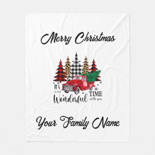 Monogram Christmas Little Red Truck Fleecedecke