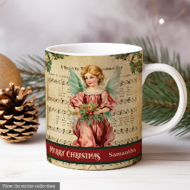 Monogram Christmas Mug Vintage Angel Table Decor