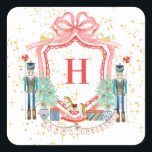 Monogram Christmas Nutcracker Wappen Square Paper Quadratischer Aufkleber<br><div class="desc">Fügen Sie Ihren Urlaubsgeschenken eine Touch von klassischem Charme mit unseren individuell gestaltbaren Nutcracker Wappen Stickers hinzu. Mit einem skurrilen Nutcracker-Design sind diese Tags der perfekte Weg,  um Ihren Geschenken eine persönliche Touch hinzuzufügen. Passen Sie sie mit Ihrer Wahl von Monogramm für ein wirklich einzigartiges Geschenk an.</div>