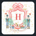 Monogram Christmas Nutcracker Wappen Square Paper Quadratischer Aufkleber<br><div class="desc">Fügen Sie Ihren Urlaubsgeschenken eine Touch von klassischem Charme mit unseren individuell gestaltbaren Nutcracker Wappen Stickers hinzu. Mit einem skurrilen Nutcracker-Design sind diese Tags der perfekte Weg,  um Ihren Geschenken eine persönliche Touch hinzuzufügen. Passen Sie sie mit Ihrer Wahl von Monogramm für ein wirklich einzigartiges Geschenk an.</div>
