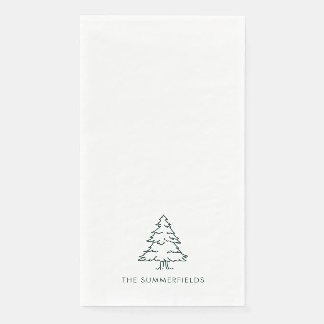 Monogram Christmas Pine Tree Holiday Family Serviette (Vorderseite)