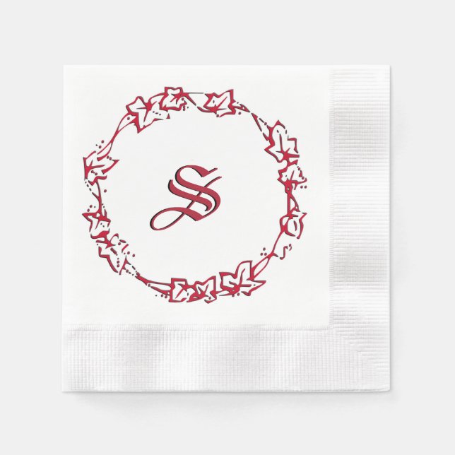 Monogram Christmas Red Serviette (Vorderseite)