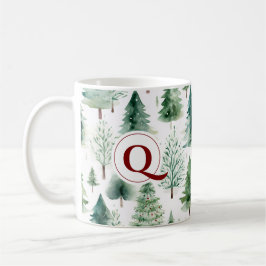 Monogram Christmas Tree Watercolor Greenerity Kaffeetasse