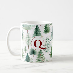 Monogram Christmas Tree Watercolor Greenerity Kaffeetasse