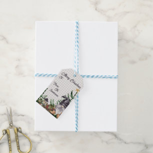 Monogram Christmas Watercolor Gnome Geschenkanhänger