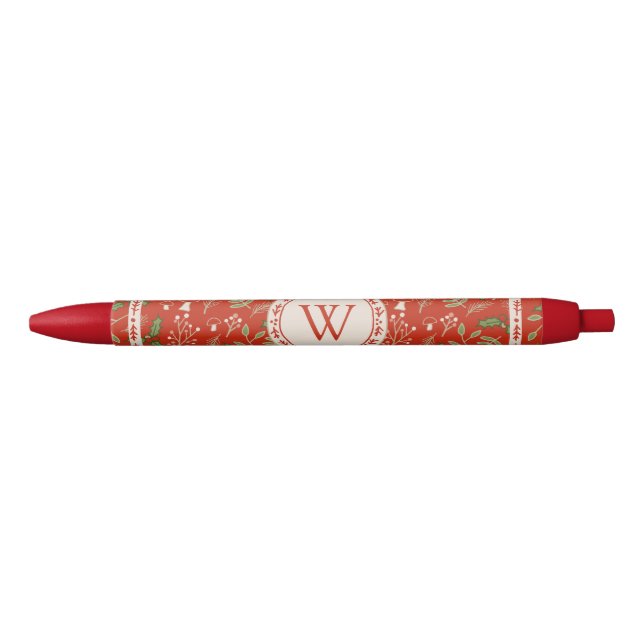 Monogram Christmas Woodlands Red Kugelschreiber (Vorderseite)