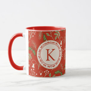 Monogram Christmas Woodlands Red Tasse