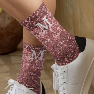 Monogram Chunky Glitzer Sequin Pink Socken