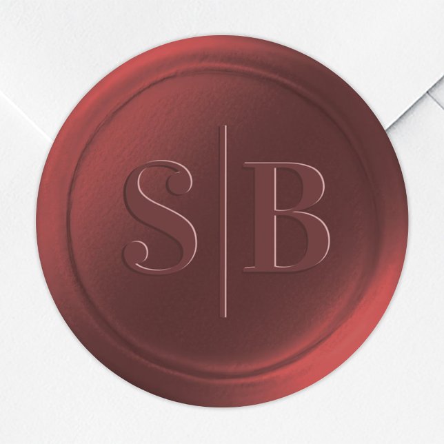 Monogram Cinnamon Red Wax Siegel Wedding Stickers (Von Creator hochgeladen)