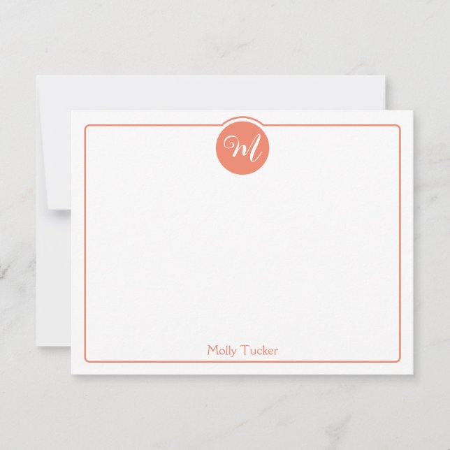 Monogram Circle Trendy Script Girly Mitteilungskarte (Vorderseite)