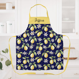 Monogram Citrus Lemon Frucht Botanisches Muster Schürze