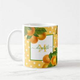 Monogram Citrus oranges Aquarelltöne rustikal Kaffeetasse