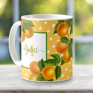 Monogram Citrus oranges Aquarelltöne rustikal Kaffeetasse