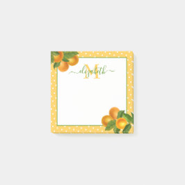 Monogram Citrus oranges Aquarelltöne rustikal Post-it Klebezettel