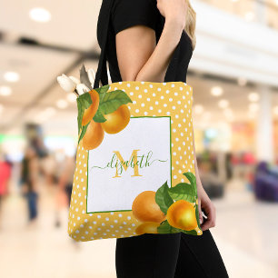 Monogram Citrus oranges Aquarelltöne rustikal Tasche