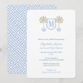 Monogram Citrus Tree Little Boy Baby Shooting Part Einladung