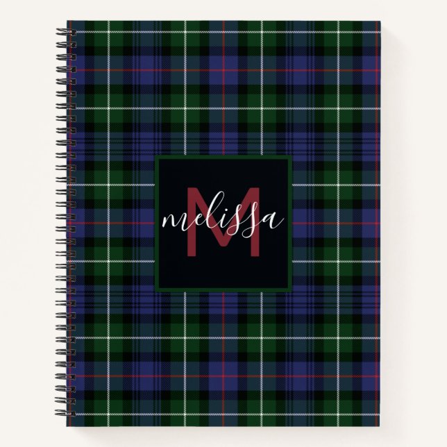 Monogram Clan MacKenzie Tartan Kariert Personalisi Notizbuch (Vorderseite)