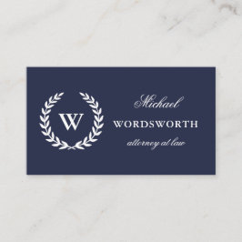 Monogram Classic Beruflich Blue White QR Code Visitenkarte