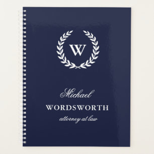 Monogram Classic Elegant Beruflich Blue Planner Planer