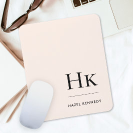Monogram Classic Elegant Blush Pink Initials Mousepad