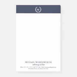 Monogram Classic Elegant Business Post-it® Notes Post-it Klebezettel