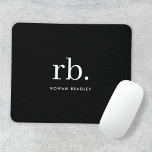 Monogram Classic Elegant Minimal Black and White Mousepad<br><div class="desc">A minimalist monogram design with large typography initials in a classic font with your name below on a simple black background. The perfectly custom gift or accessory!</div>