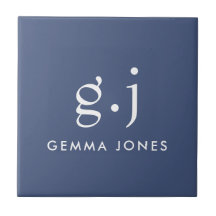 Monogram Classic Elegant Minimal Dusty Blue White