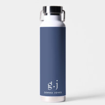 Monogram Classic Elegant Minimal Dusty Blue White