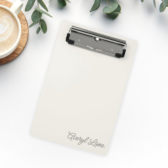Monogram Classic Elegant Minimal Ivory Script Name Mini Klemmbrett (Von Creator hochgeladen)