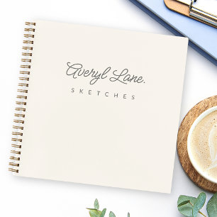 Monogram Classic Elegant Minimal Ivory Sketchbook Notizbuch