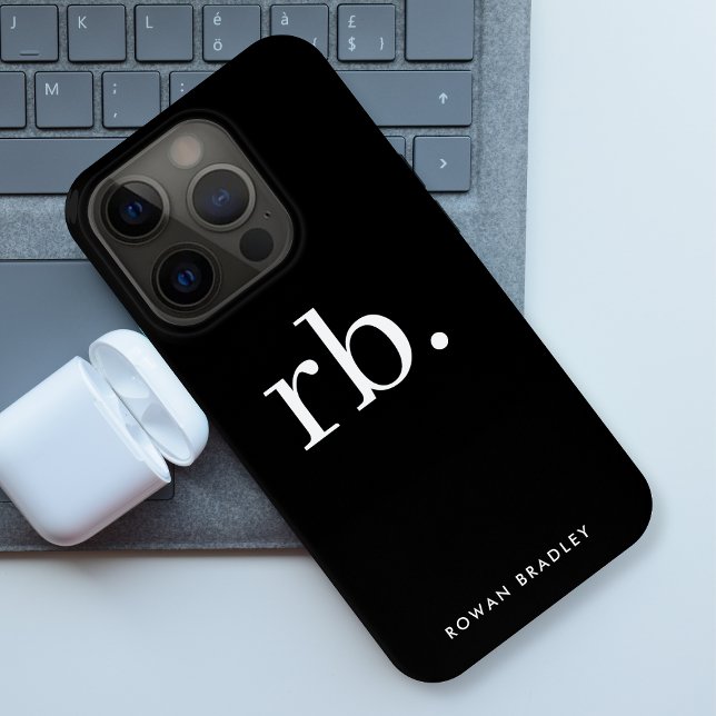 Monogram Classic Elegant Minimal Schwarz und Weiß Case-Mate iPhone Hülle (Von Creator hochgeladen)