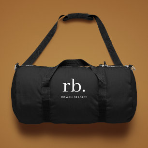Monogram Classic Elegant Minimal Schwarz und Weiß Duffle Bag
