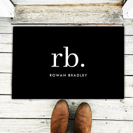 Monogram Classic Elegant Minimal Schwarz und Weiß Fußmatte
