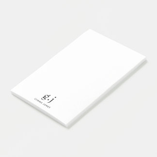 Monogram Classic Elegant Minimal Schwarz-weiß Post-it Klebezettel