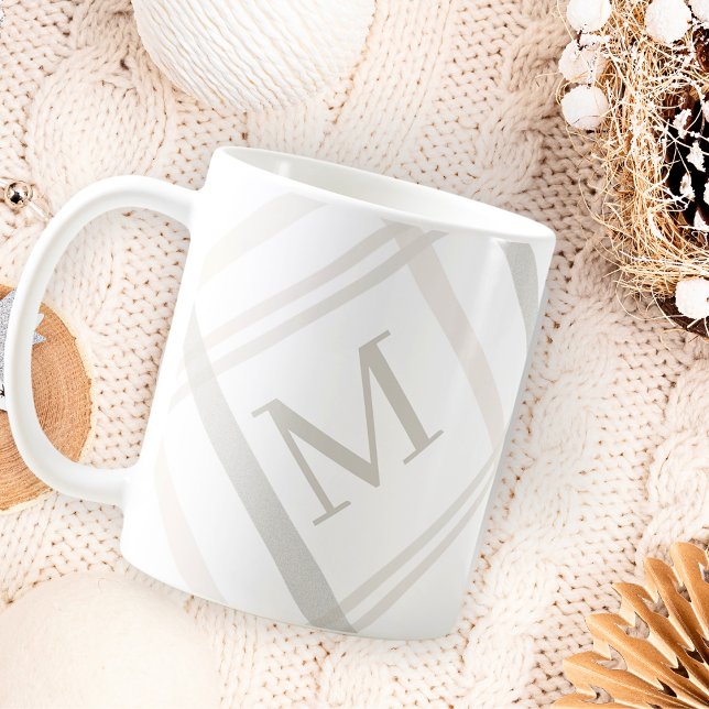 Monogram Classic Elegant Minimaler Karierter Name Kaffeetasse (Von Creator hochgeladen)